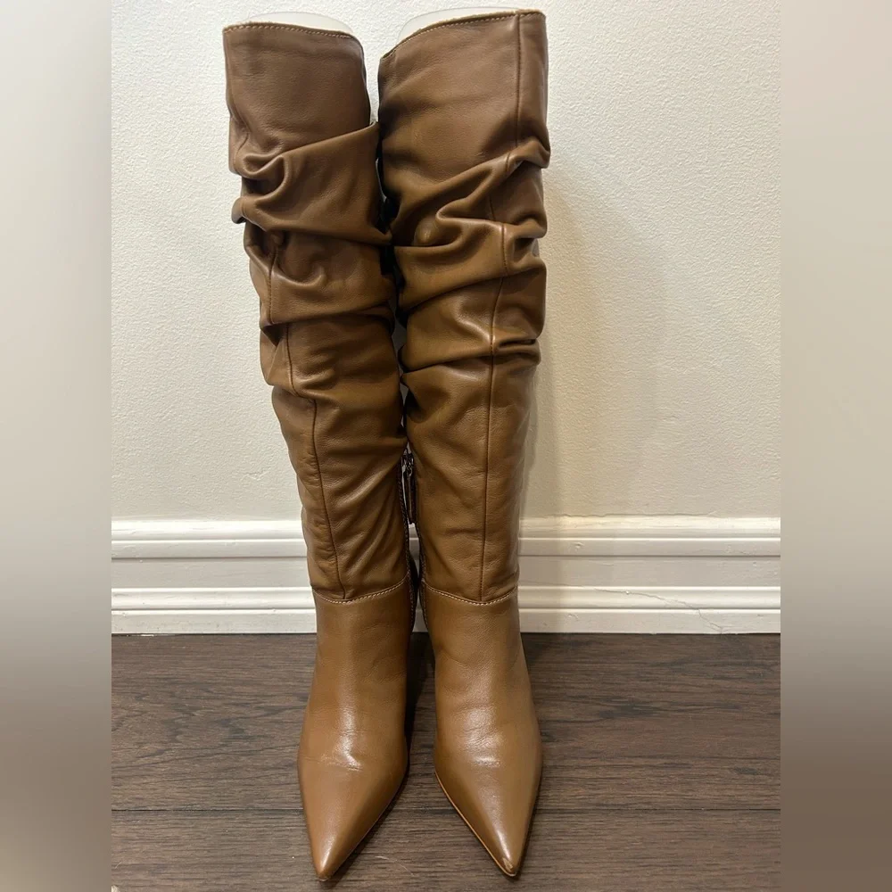 SCHUTZ - Ashlee Up Knee High Slouchy Nappa Leather Boot Size 5 - Picture 7 of 16